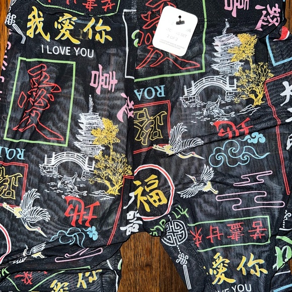 NWT - Fashion Nova 2pcs Colorful Graphic Print Leggings and bodysuits - Picture 3 of 5